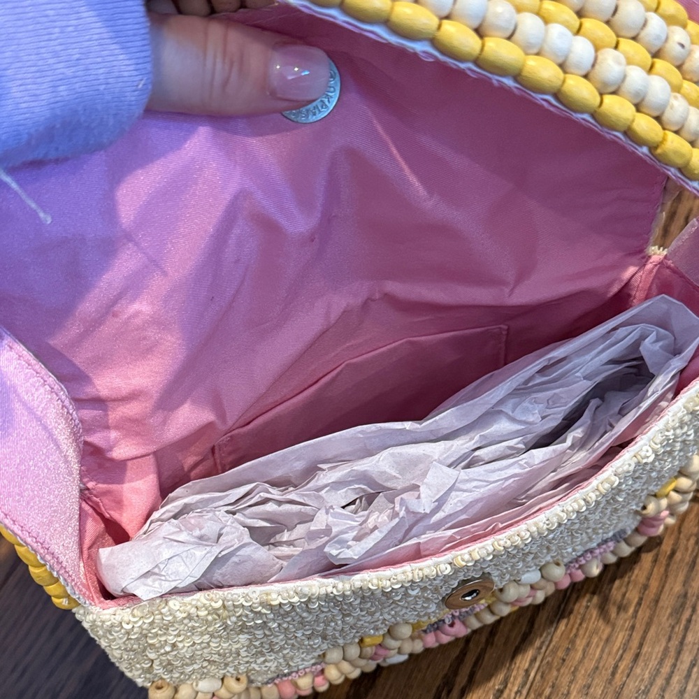 Beaded Pink and Yellow Women's Bag - Picture 7 of 7